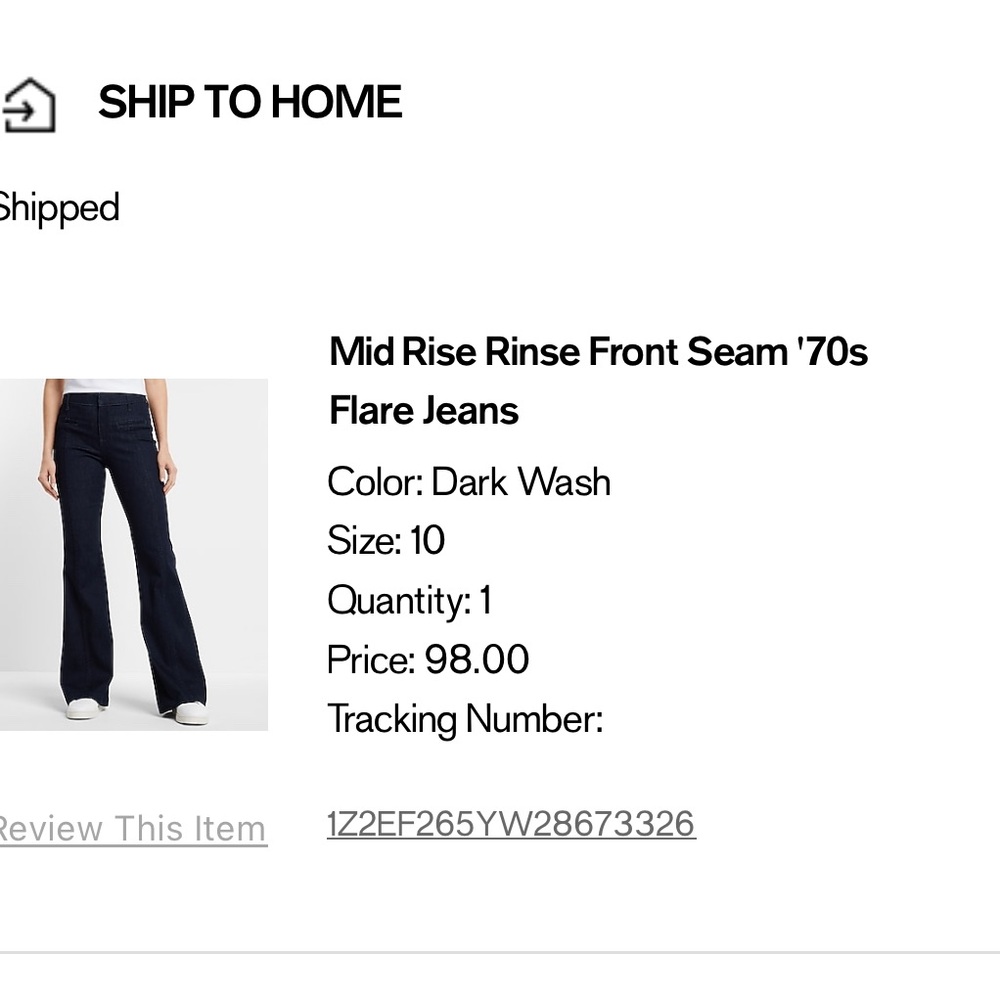 Dark wash, mid rise front seam 70’s Express flare jeans